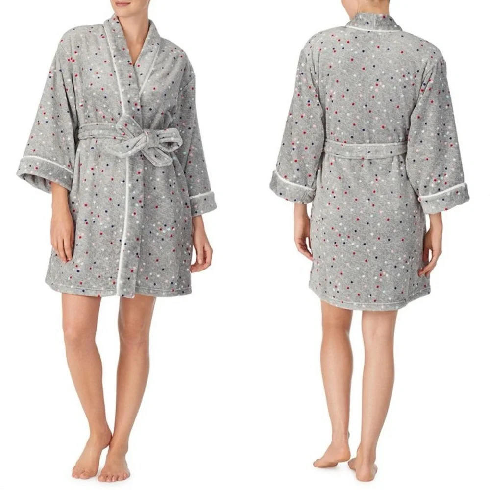 Kate Spade New York Multicolor Dot Short Robe Plush Size XS/S
